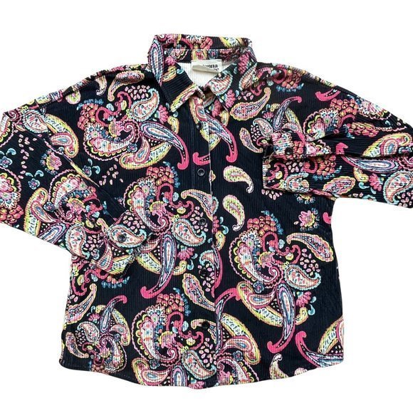 Savanna Jane Corduroy Paisley Button Up‎ Shirt - Picture 2 of 6
